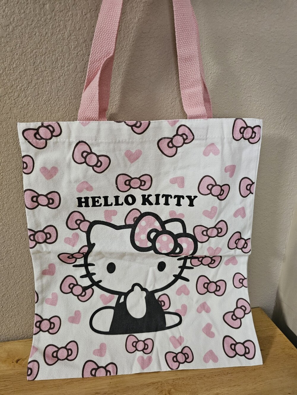 HK Pink Bow Canvas Tote